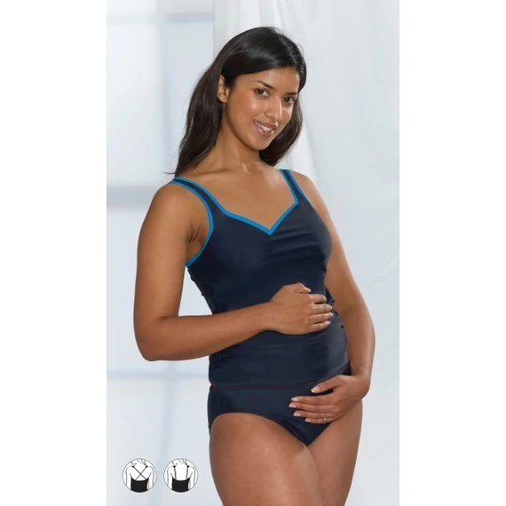 EXTRA AKCIÓ Kivehető szivacsbetétes kismama tankini több szín EmmaJane EJ956 42/44 fekete